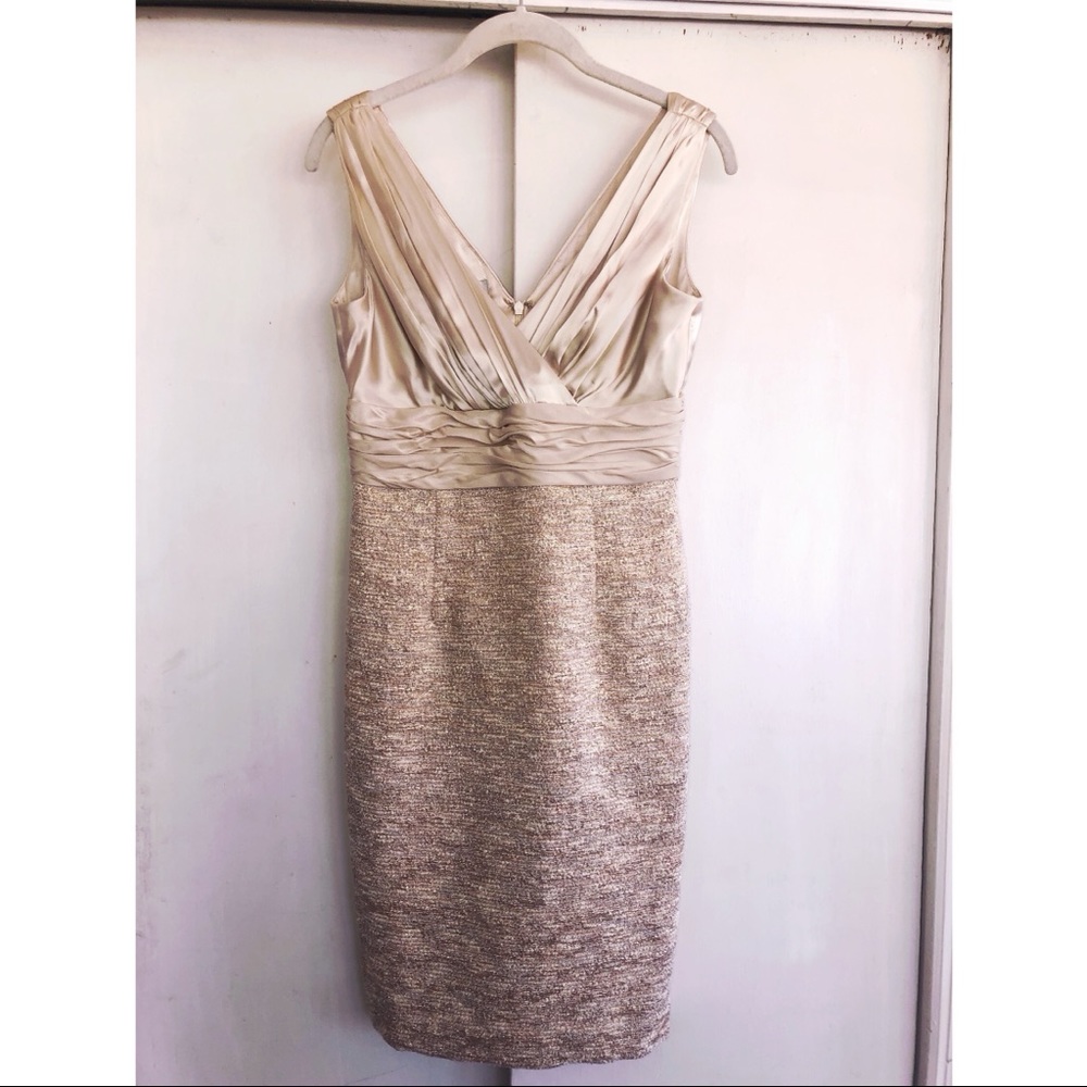 KAY UNGER 2 Silk Ivory Elegant Dress Boucle Skirt